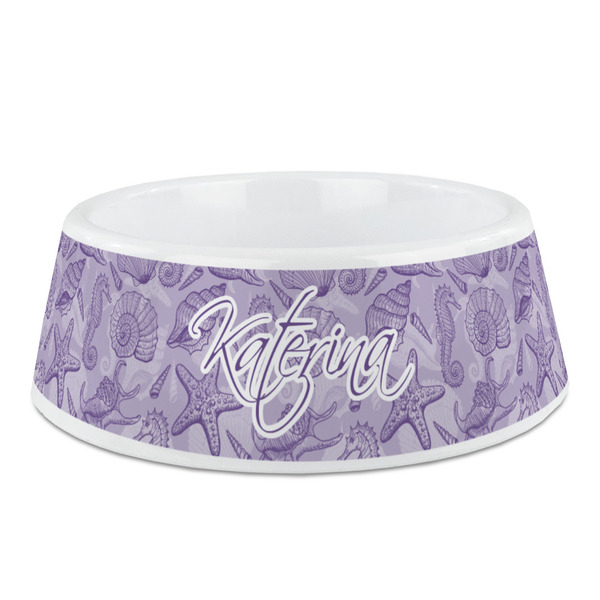 Custom Sea Shells Plastic Dog Bowl (Personalized)