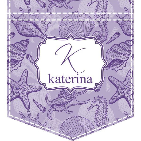 Custom Sea Shells Iron On Faux Pocket (Personalized)