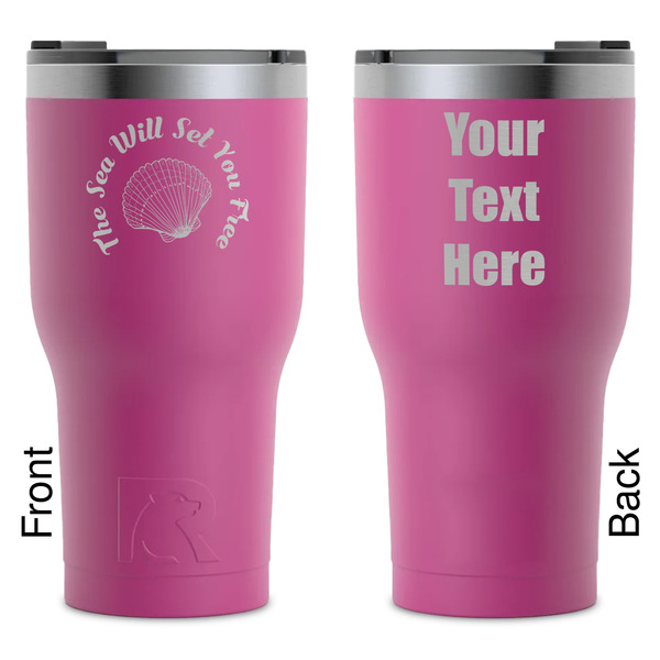 Custom Sea Shells RTIC Tumbler - Magenta - Laser Engraved - Double-Sided (Personalized)