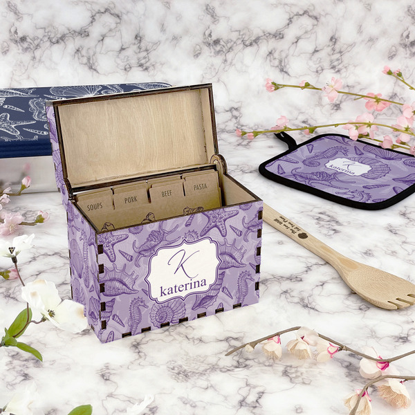 Sea Shells Recipe Box - Full Color - In Context
