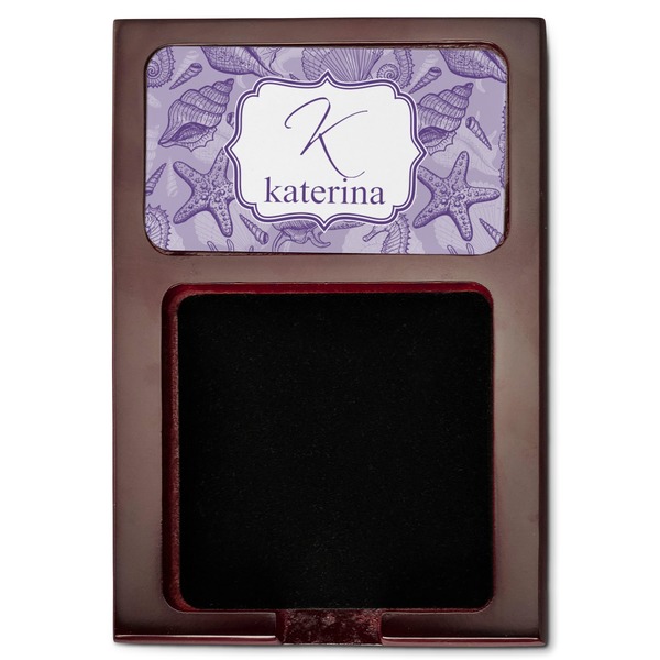 Sea Shells Red Mahogany Sticky Note Holder - Flat