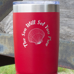 Sea Shells 20 oz Stainless Steel Tumbler - Red - Single Sided (Personalized)
