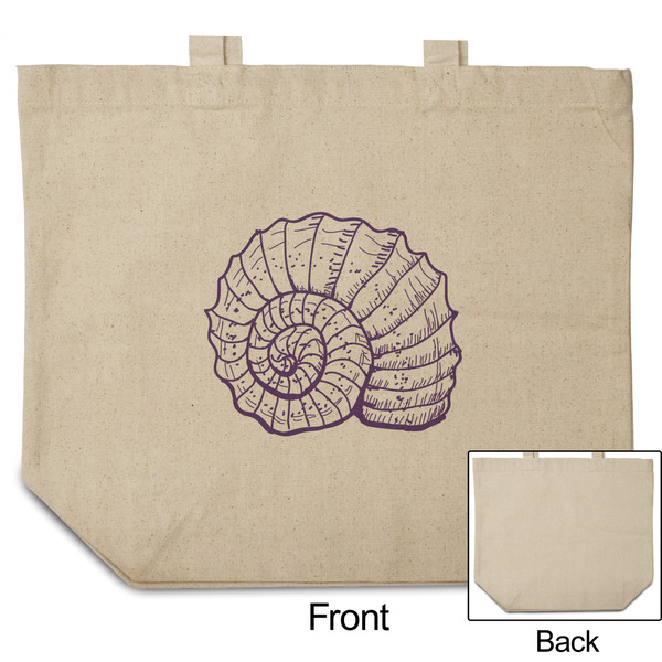 Sea Shells Reusable Cotton Grocery Bag - Front & Back View