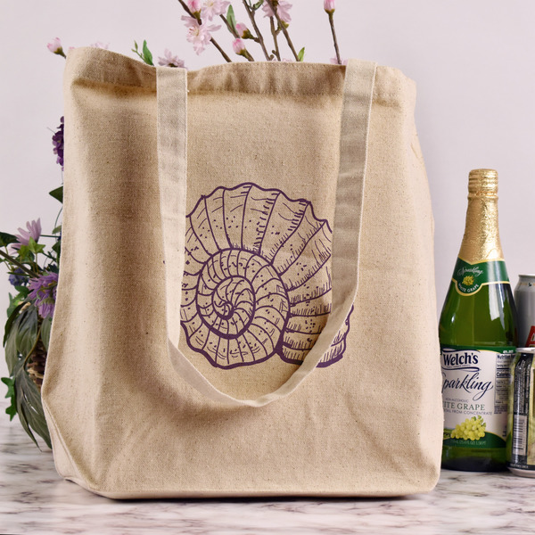 Sea Shells Reusable Cotton Grocery Bag - In Context