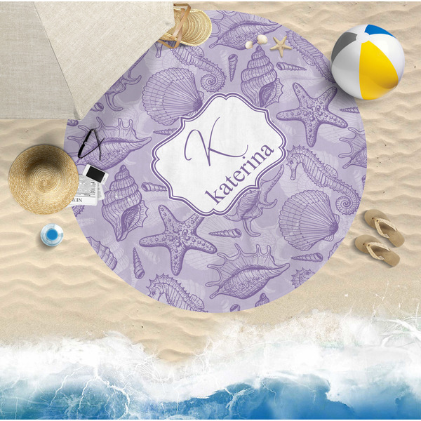 Sea Shells Round Beach Towel Lifestyle