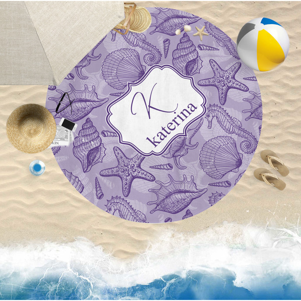 Sea Shells Round Beach Towel Lifestyle