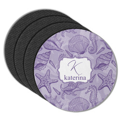 Sea Shells Round Rubber Backed Coasters - Set of 4 (Personalized)