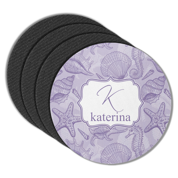 Custom Sea Shells Round Rubber Backed Coasters - Set of 4 (Personalized)