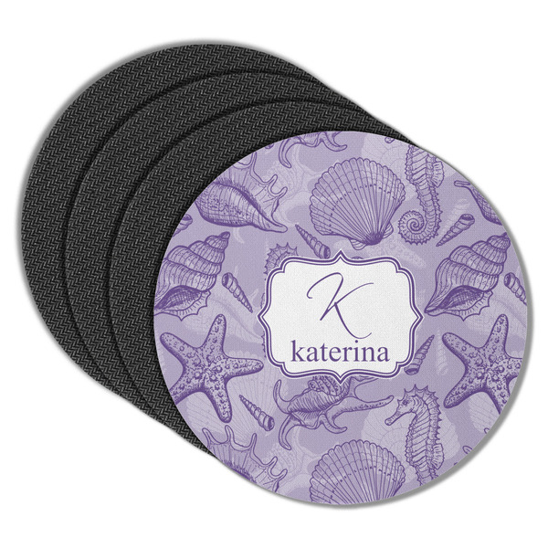 Custom Sea Shells Round Rubber Backed Coasters - Set of 4 (Personalized)