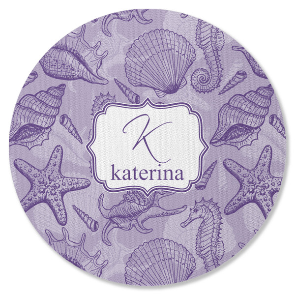 Custom Sea Shells Round Rubber Backed Coaster (Personalized)