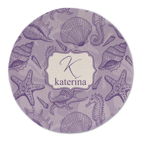 Custom Sea Shells Round Linen Placemat - Single Sided (Personalized)