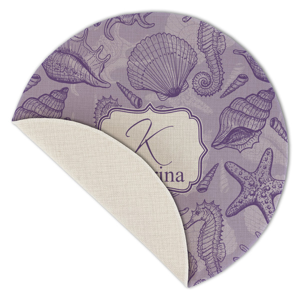 Sea Shells Round Linen Placemats - Front (folded corner single sided)