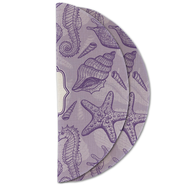 Sea Shells Round Linen Placemats - HALF FOLDED (double sided)