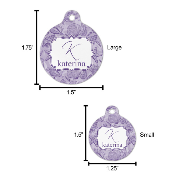 Sea Shells Round Pet ID Tag - Large - Comparison Scale
