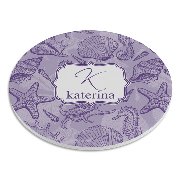 Sea Shells Round Stone Trivet - Angle View