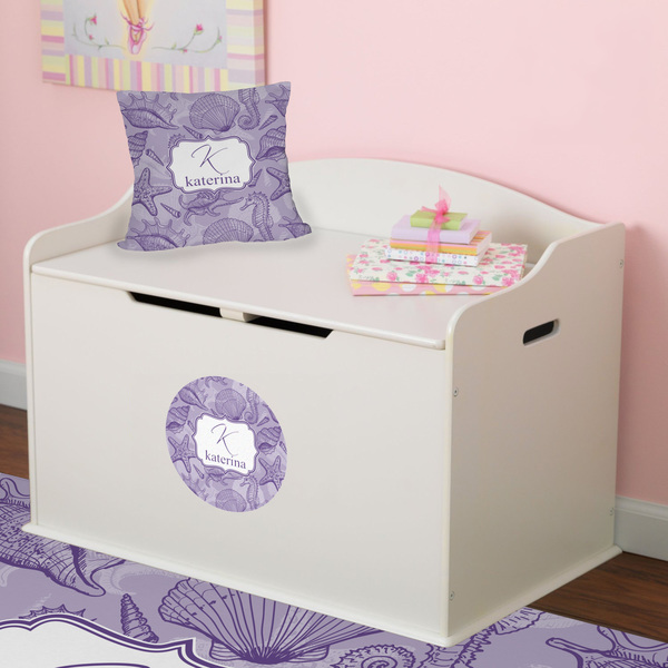 Sea Shells Round Wall Decal on Toy Chest