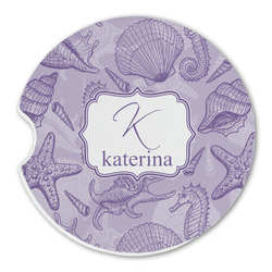 Sea Shells Sandstone Car Coaster - Single (Personalized)