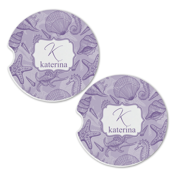 Sea Shells Sandstone Car Coasters - Set of 2