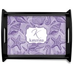 Sea Shells Black Wooden Tray - Large (Personalized)