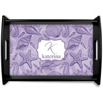 Sea Shells Black Wooden Tray - Small (Personalized)