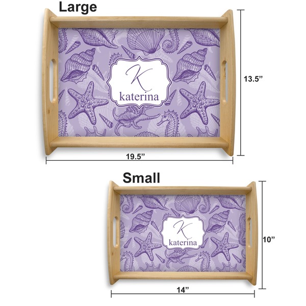 Sea Shells Serving Tray Wood Sizes