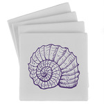 Sea Shells Absorbent Stone Coasters - Set of 4