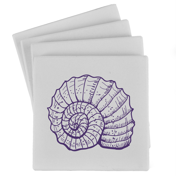 Custom Sea Shells Absorbent Stone Coasters - Set of 4