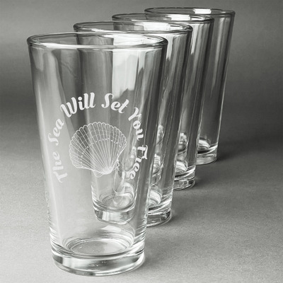 Sea Shells Pint Glasses - Engraved (Set of 4) (Personalized)