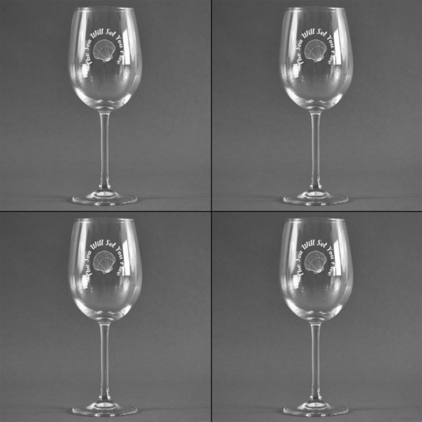 Sea Shells Set of Four Personalized Wineglasses (Approval)