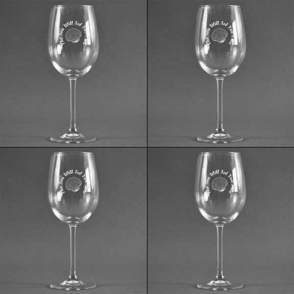 Sea Shells Set of Four Personalized Wineglasses (Approval)