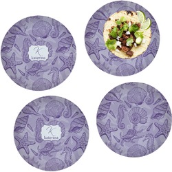 Sea Shells Set of 4 Glass Lunch / Dinner Plate 10" (Personalized)