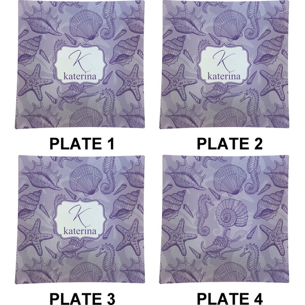Sea Shells Set of Square Dinner Plates (Approval)