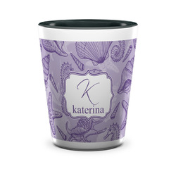 Sea Shells Ceramic Shot Glass - 1.5 oz - Two Tone - Set of 4 (Personalized)