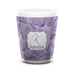 Sea Shells Ceramic Shot Glass - 1.5 oz - White - Set of 4 (Personalized)