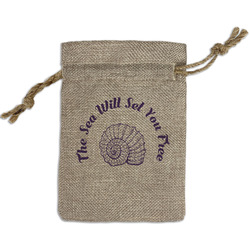 Sea Shells Small Burlap Gift Bag - Front