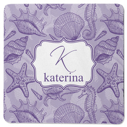 Sea Shells Square Rubber Backed Coaster (Personalized)