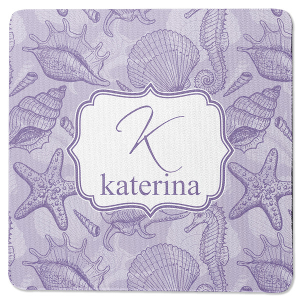 Custom Sea Shells Square Rubber Backed Coaster (Personalized)