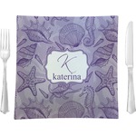 Sea Shells 9.5" Glass Square Lunch / Dinner Plate- Single or Set of 4 (Personalized)