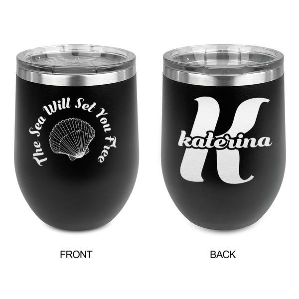 Sea Shells Stainless Wine Tumblers - Black - Double Sided - Approval
