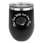 Sea Shells Stemless Stainless Steel Wine Tumbler - Black - Double Sided (Personalized)