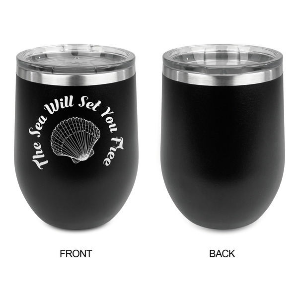 Sea Shells Stainless Wine Tumblers - Black - Single Sided - Approval