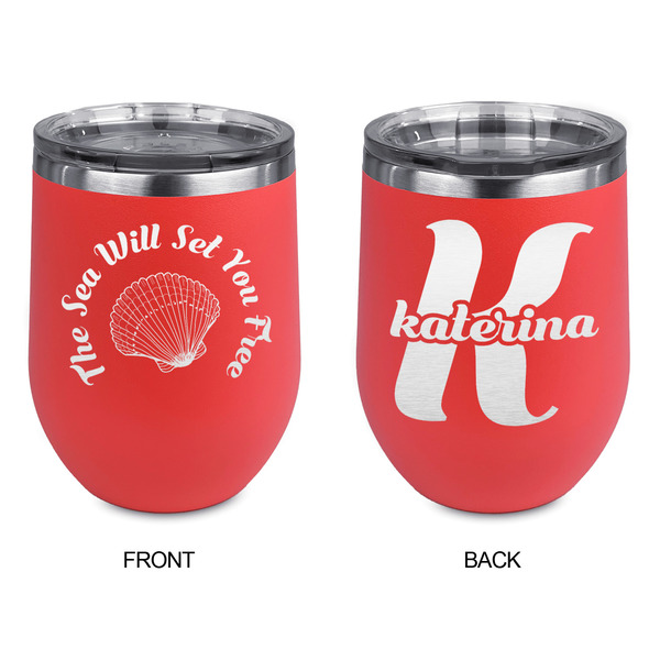 Sea Shells Stainless Wine Tumblers - Coral - Double Sided - Approval