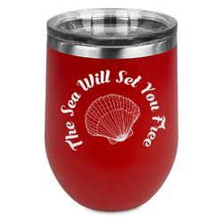 Sea Shells Stemless Stainless Steel Wine Tumbler - Red - Double Sided (Personalized)