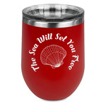 Sea Shells Stemless Stainless Steel Wine Tumbler - Red - Single Sided (Personalized)