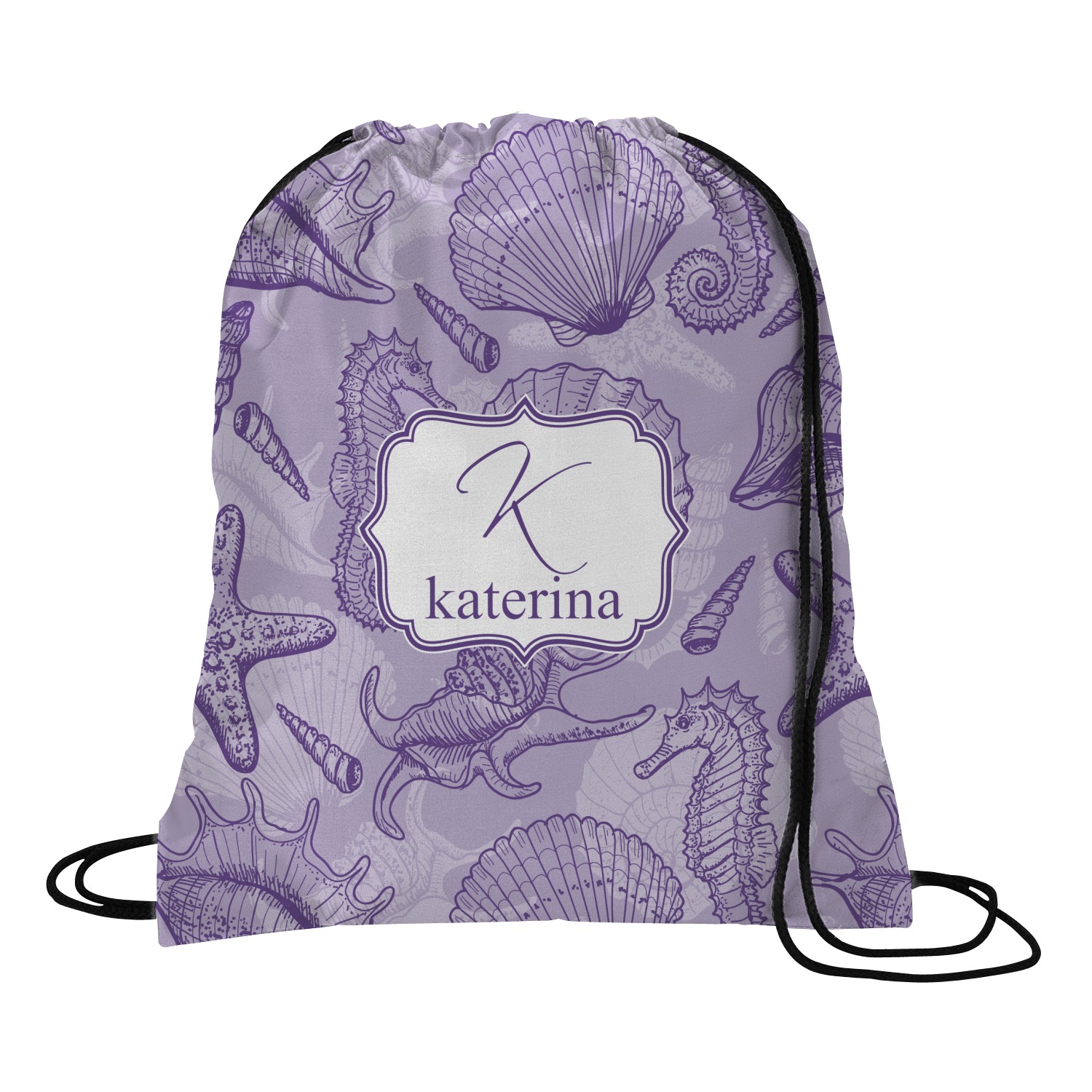 Sea Shells Drawstring Backpack - Large (Personalized) - YouCustomizeIt