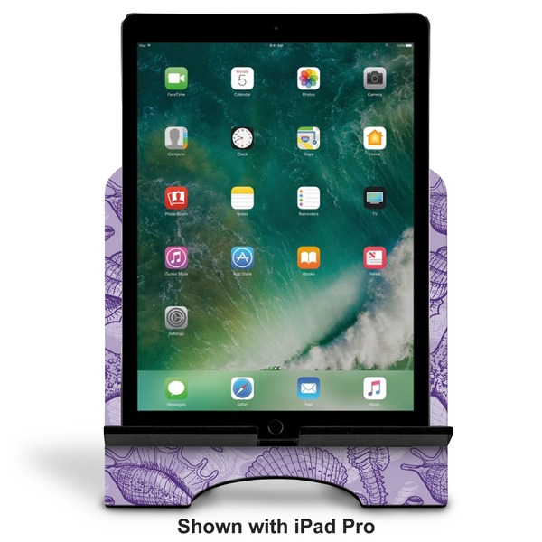 Sea Shells Stylized Tablet Stand - Front with ipad