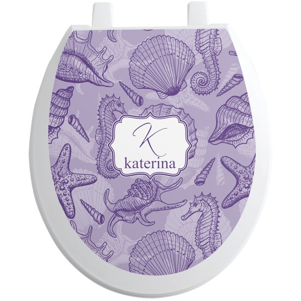 Custom Sea Shells Toilet Seat Decal - Round (Personalized)