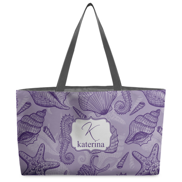 Custom Sea Shells Beach Totes Bag - w/ Black Handles (Personalized)