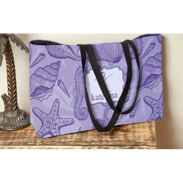 Sea Shells Tote w/Black Handles - Lifestyle View