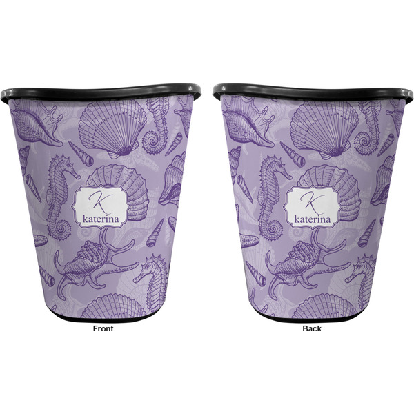 Sea Shells Trash Can Black - Front and Back - Apvl
